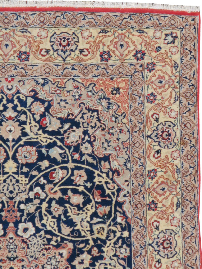 Vintage Persian Nain Rug, No.18527 - Staging