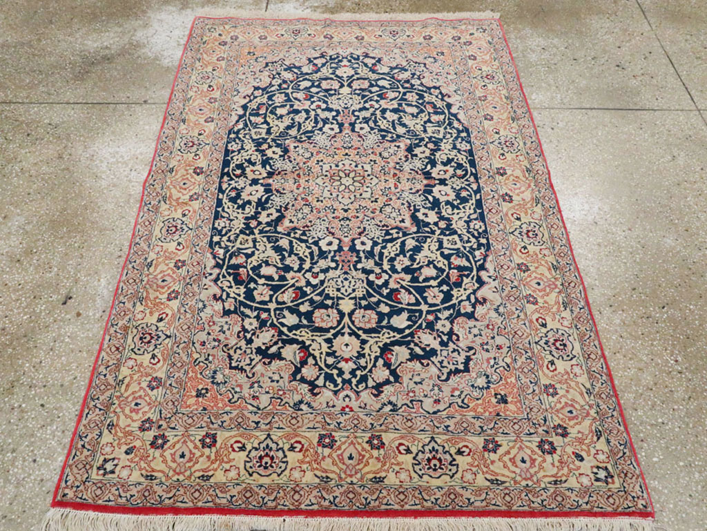 Vintage Persian Nain Rug, No.18527 - Staging