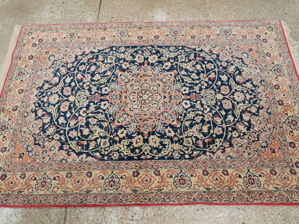 Vintage Persian Nain Rug, No.18527 - Staging