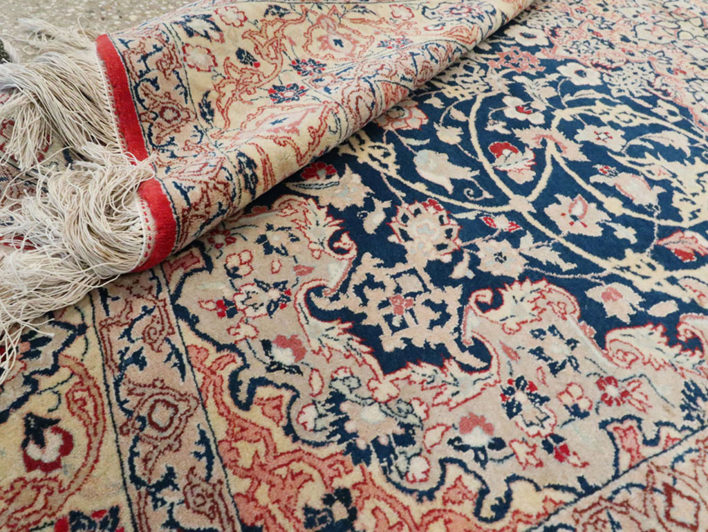 Vintage Persian Nain Rug, No.18527 - Staging