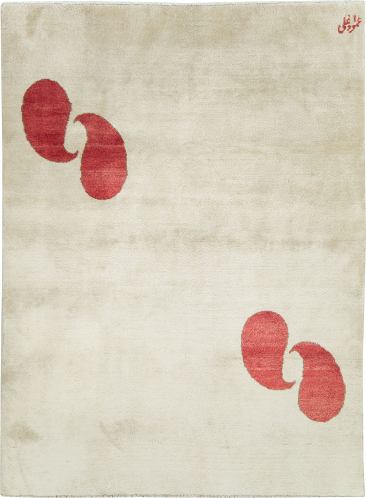 Vintage Persian Mashad Deco Style Rug (Pair: 1 of 2), No.18666 - Staging