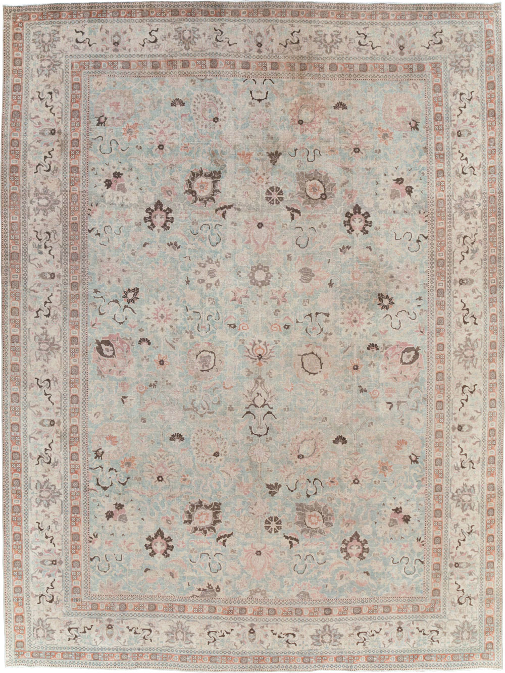 Antique Persian Tabriz Room Size Carpet, No.18667 - Staging
