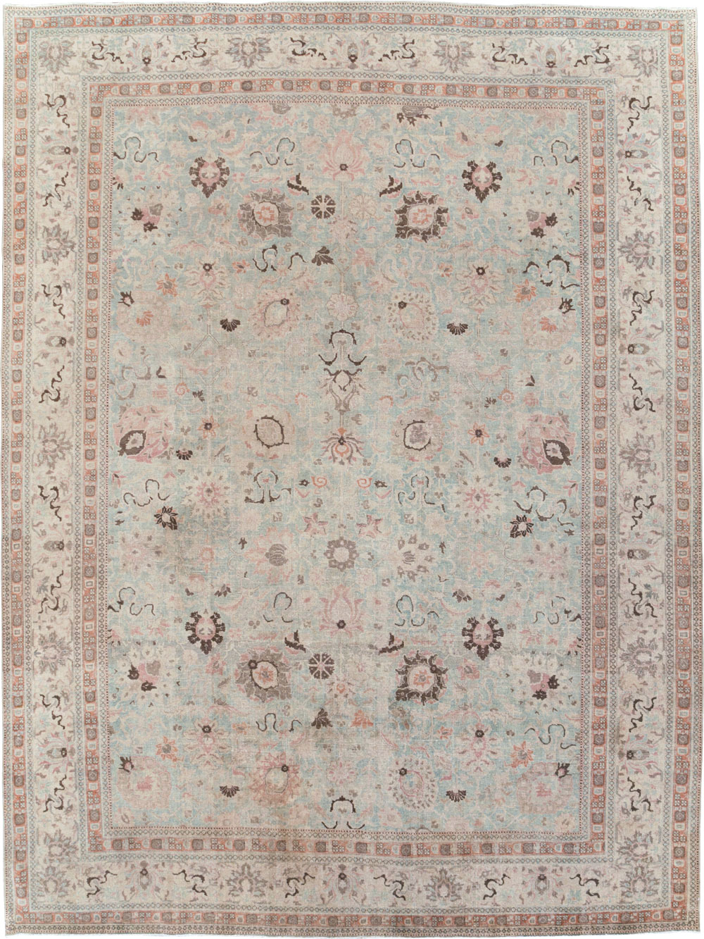 Antique Persian Tabriz Room Size Carpet, No.18667 - Staging