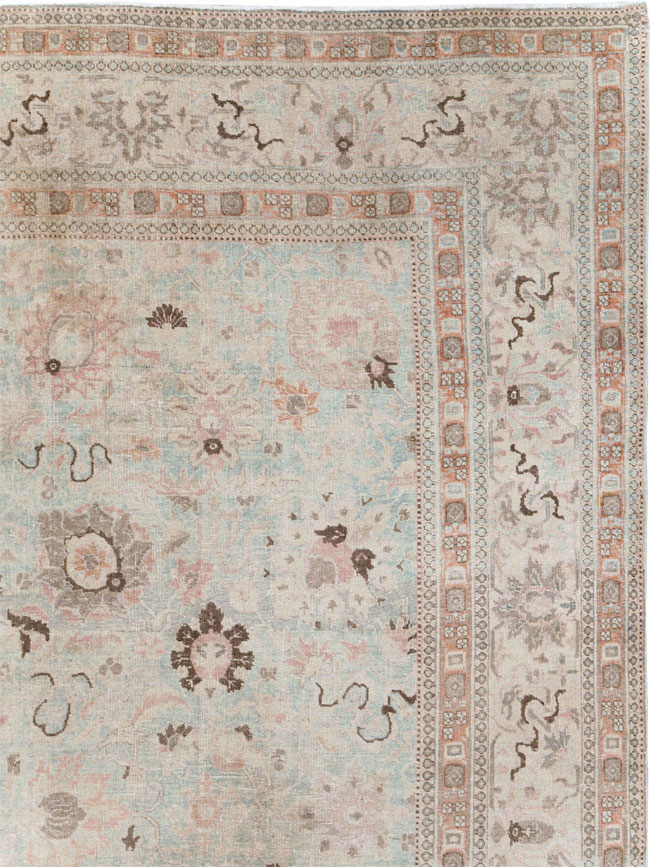 Antique Persian Tabriz Room Size Carpet, No.18667 - Staging
