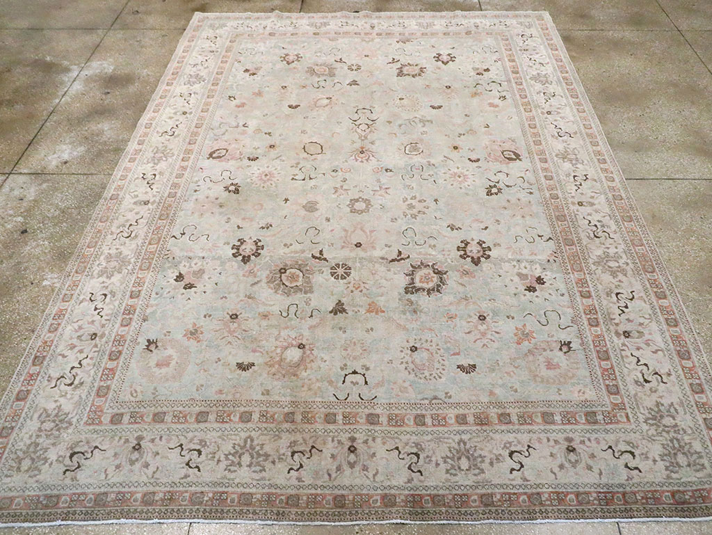 Antique Persian Tabriz Room Size Carpet, No.18667 - Staging