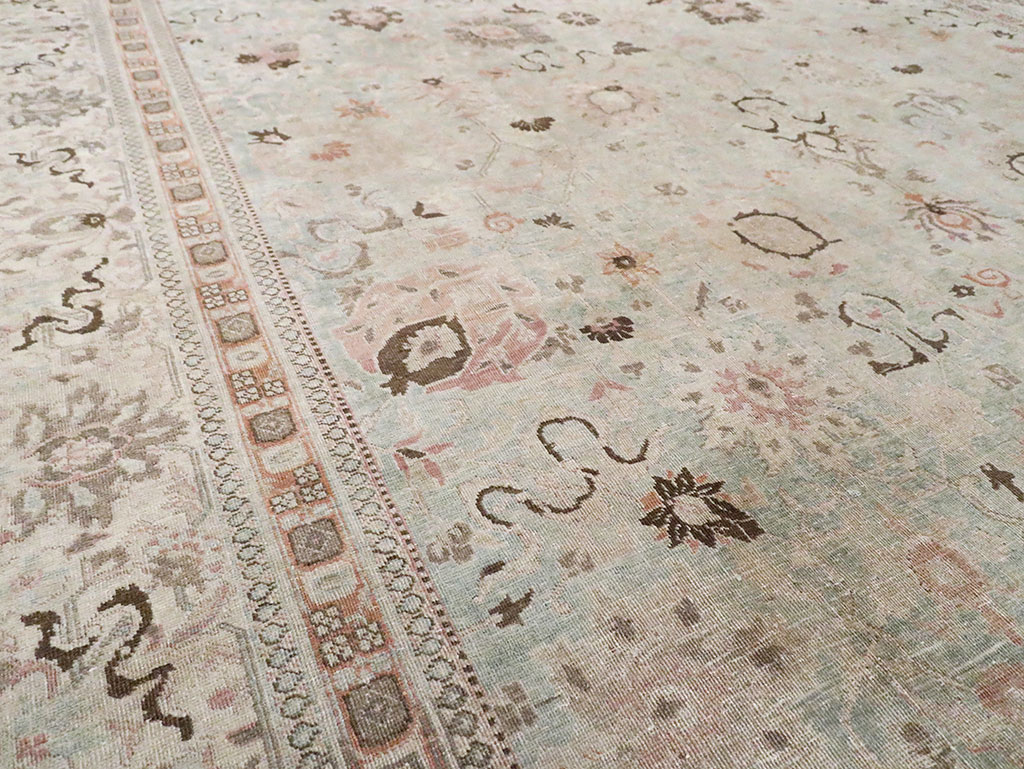 Antique Persian Tabriz Room Size Carpet, No.18667 - Staging