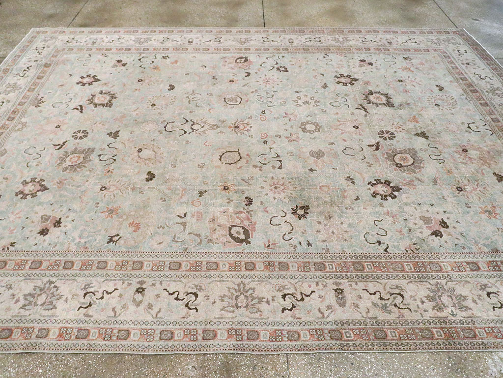 Antique Persian Tabriz Room Size Carpet, No.18667 - Staging