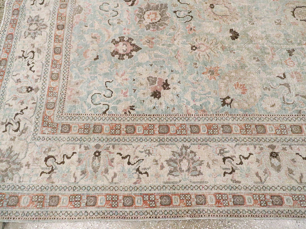 Antique Persian Tabriz Room Size Carpet, No.18667 - Staging