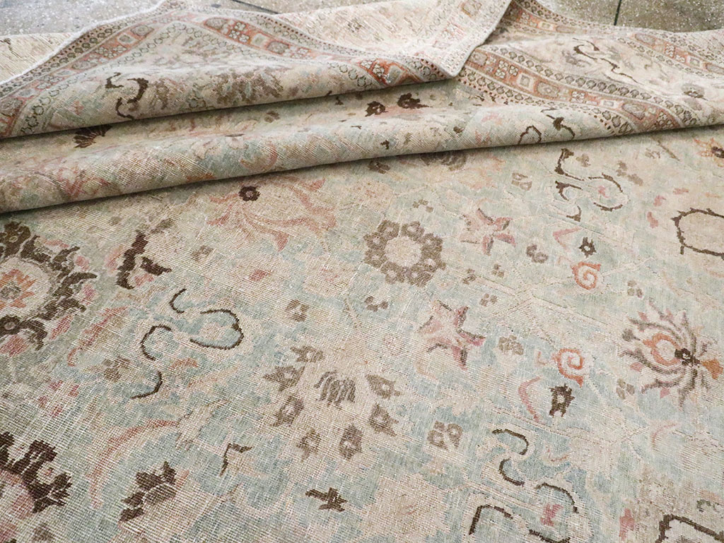 Antique Persian Tabriz Room Size Carpet, No.18667 - Staging