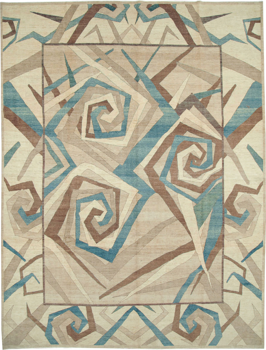 Modernist Persian Tabriz Room Size Carpet, No.18677 - Staging