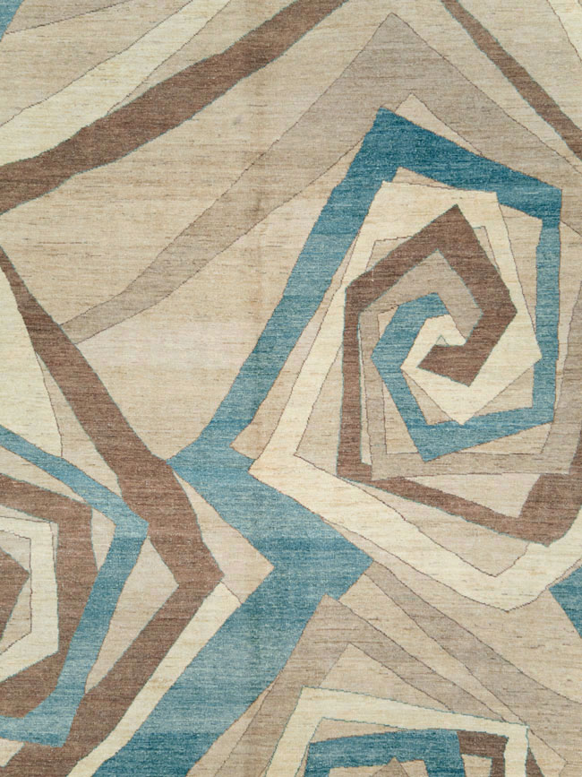 Modernist Persian Tabriz Room Size Carpet, No.18677 - Staging