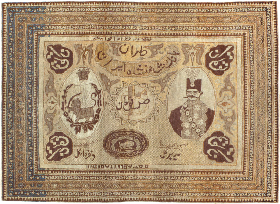 Antique Persian Tabriz Pictorial Rug, No.18682 - Staging