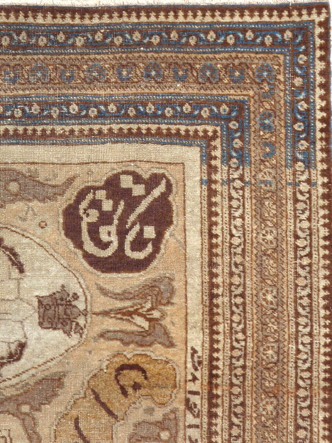 Antique Persian Tabriz Pictorial Rug, No.18682 - Staging
