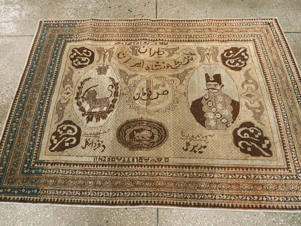 Antique Persian Tabriz Pictorial Rug, No.18682 - Staging