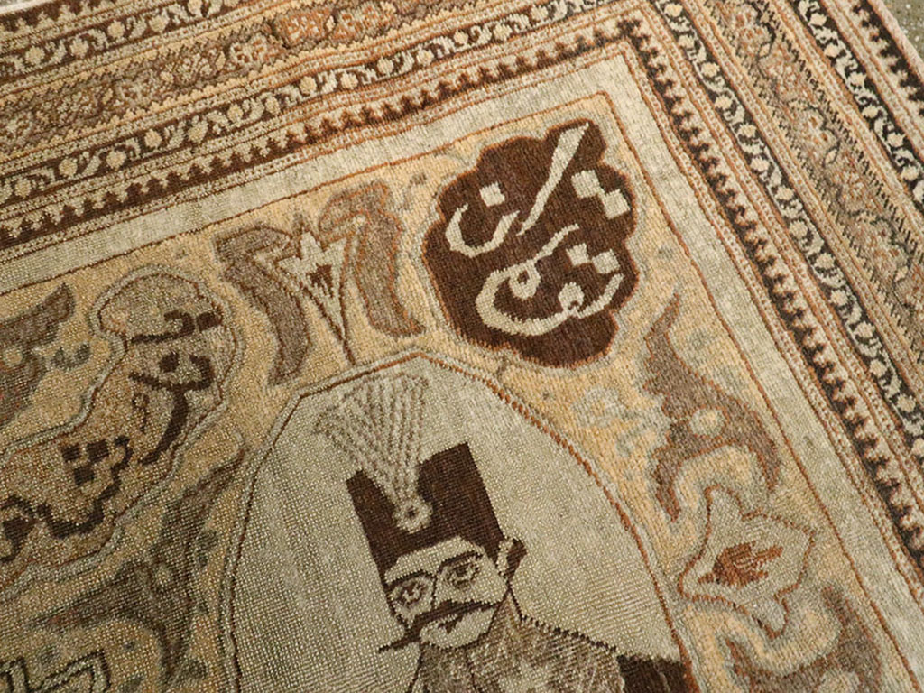 Antique Persian Tabriz Pictorial Rug, No.18682 - Staging