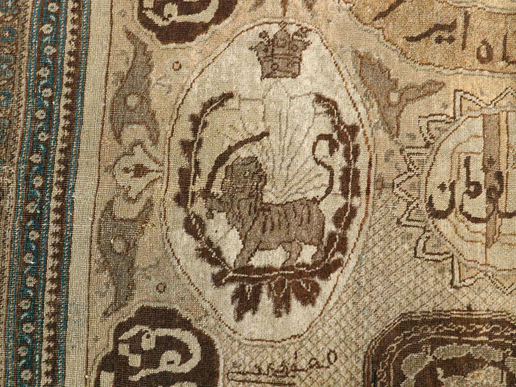 Antique Persian Tabriz Pictorial Rug, No.18682 - Staging