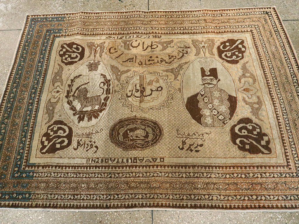 Antique Persian Tabriz Pictorial Rug, No.18682 - Staging