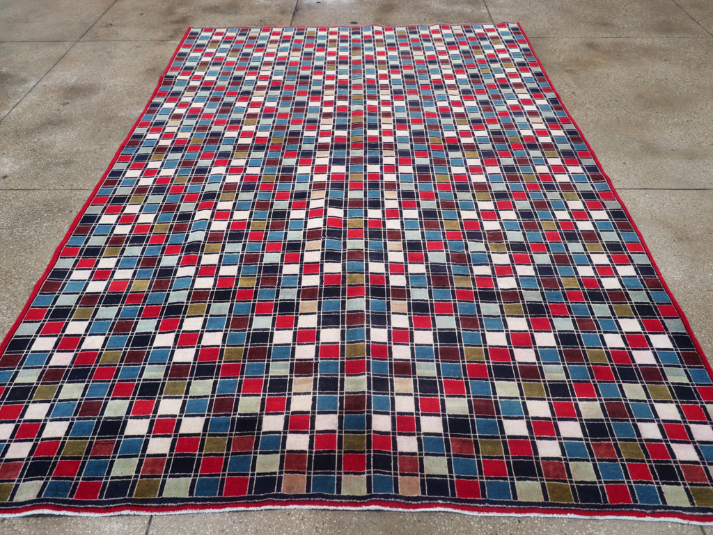 Vintage Persian Kashan Art Deco Rug, No.18687 - Staging