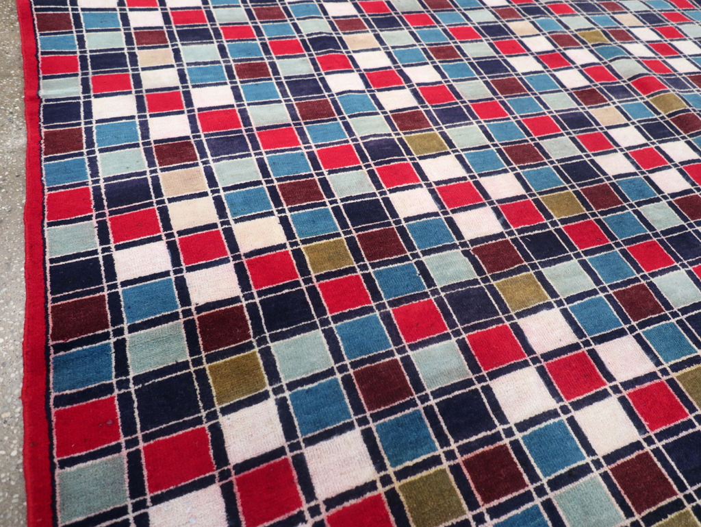 Vintage Persian Kashan Art Deco Rug, No.18687 - Staging