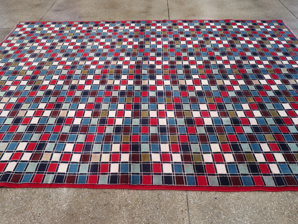 Vintage Persian Kashan Art Deco Rug, No.18687 - Staging