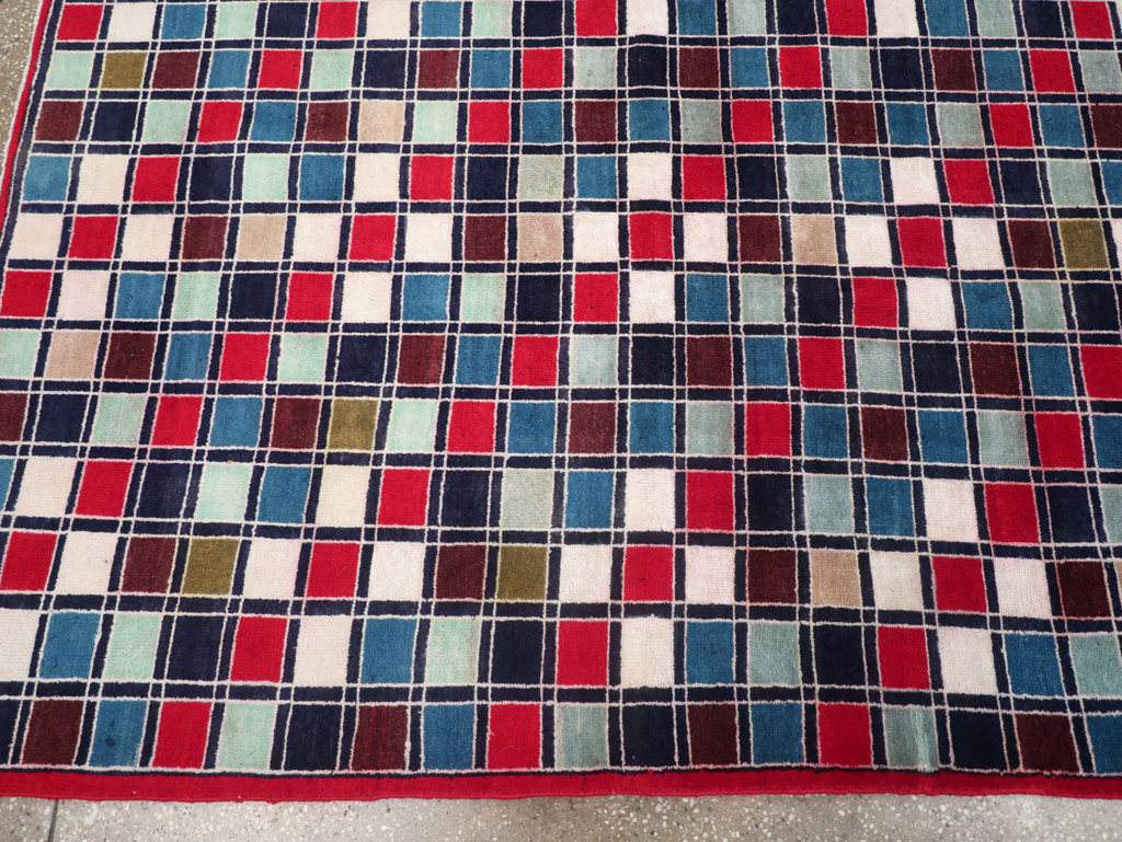 Vintage Persian Kashan Art Deco Rug, No.18687 - Staging