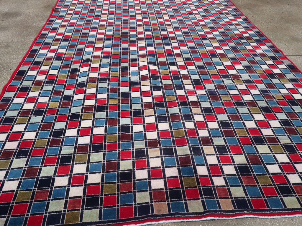 Vintage Persian Kashan Art Deco Rug, No.18687 - Staging