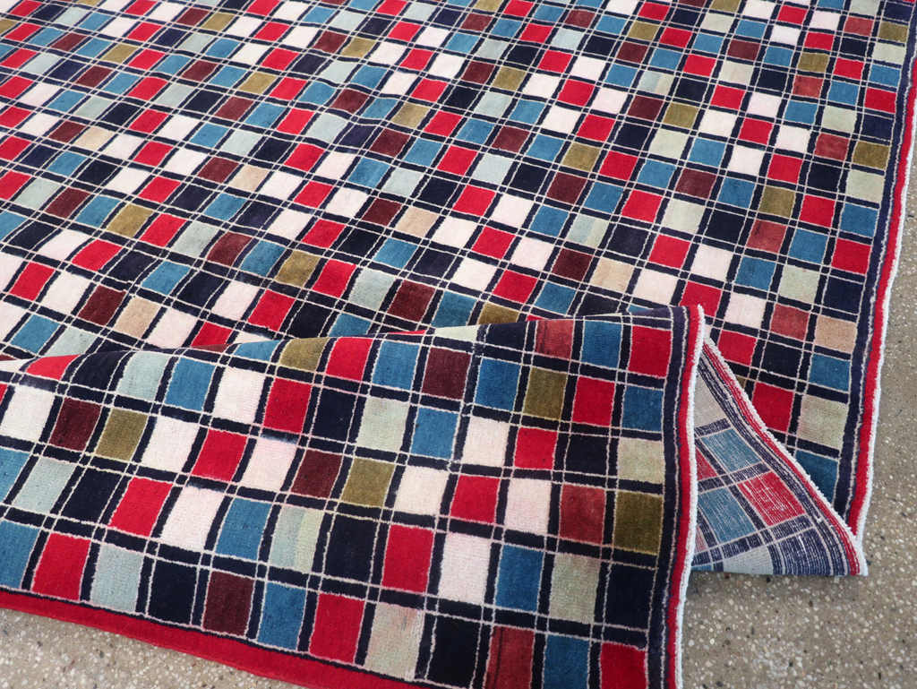 Vintage Persian Kashan Art Deco Rug, No.18687 - Staging