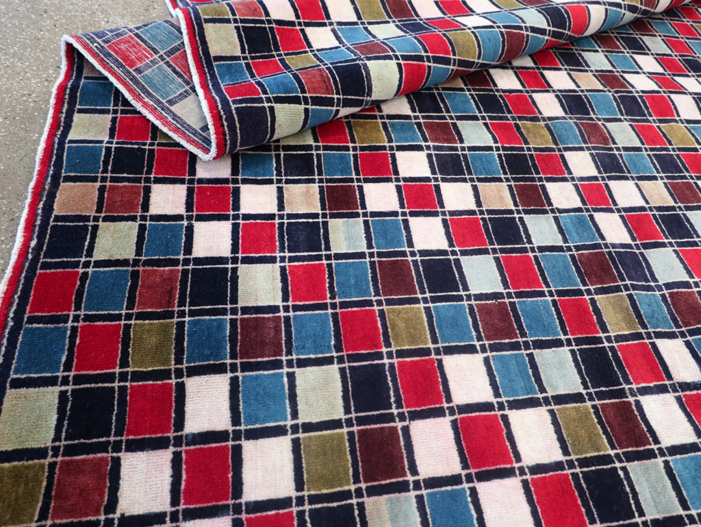 Vintage Persian Kashan Art Deco Rug, No.18687 - Staging