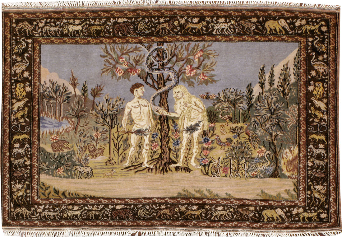 Vintage Turkish Sivas Pictorial Rug, No.18696 - Staging