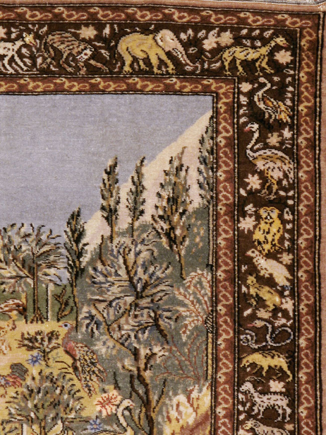 Vintage Turkish Sivas Pictorial Rug, No.18696 - Staging