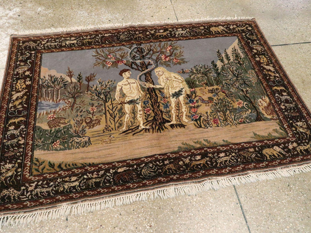 Vintage Turkish Sivas Pictorial Rug, No.18696 - Staging