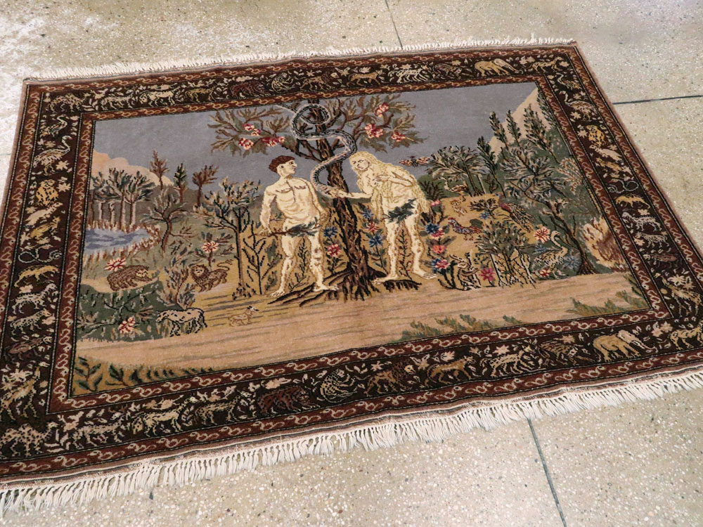 Vintage Turkish Sivas Pictorial Rug, No.18696 - Staging