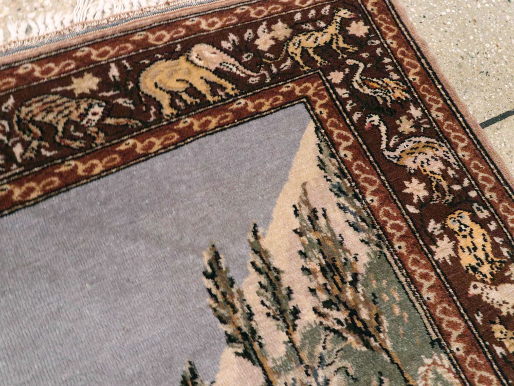 Vintage Turkish Sivas Pictorial Rug, No.18696 - Staging