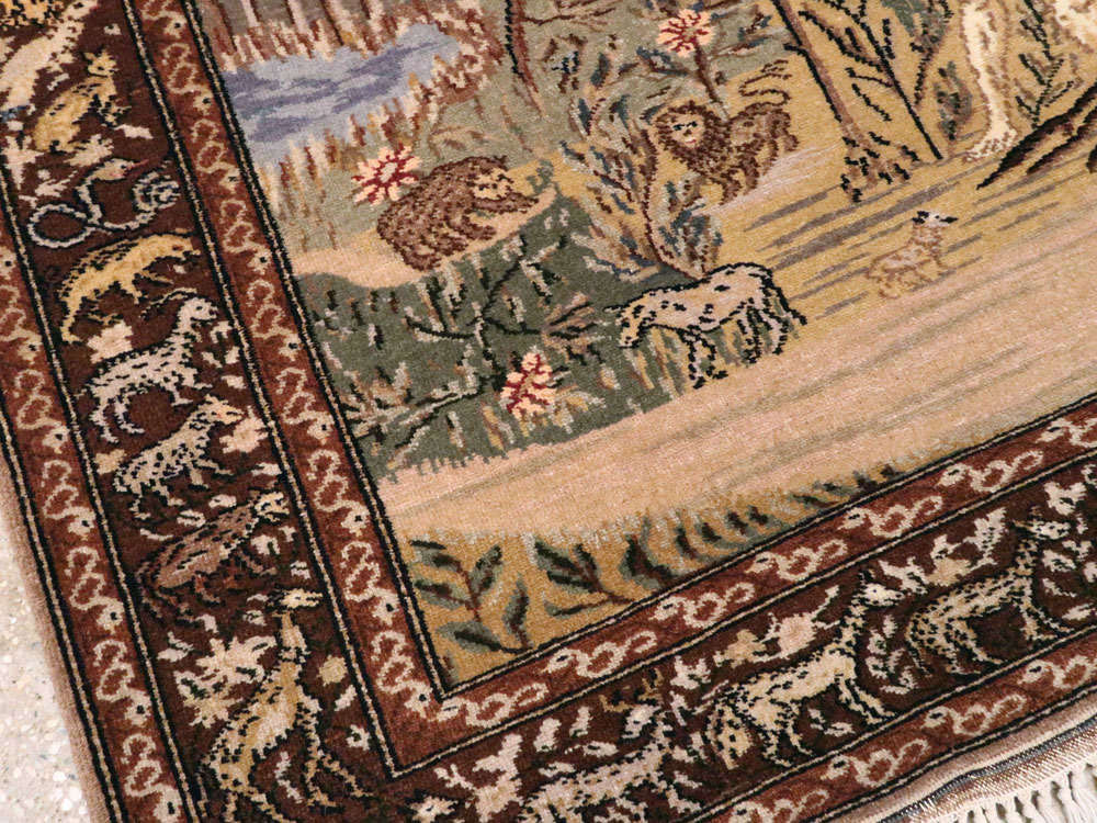 Vintage Turkish Sivas Pictorial Rug, No.18696 - Staging