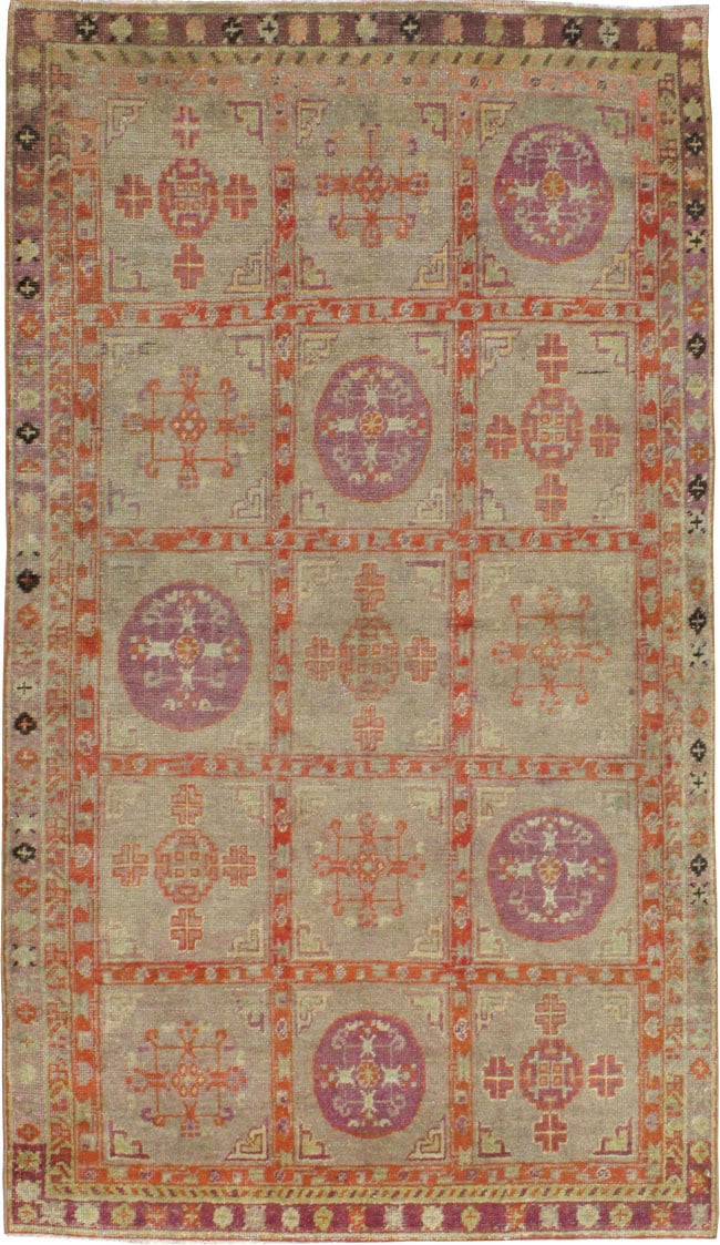 Vintage East Turkestan Khotan Rug, No.18717 - Staging
