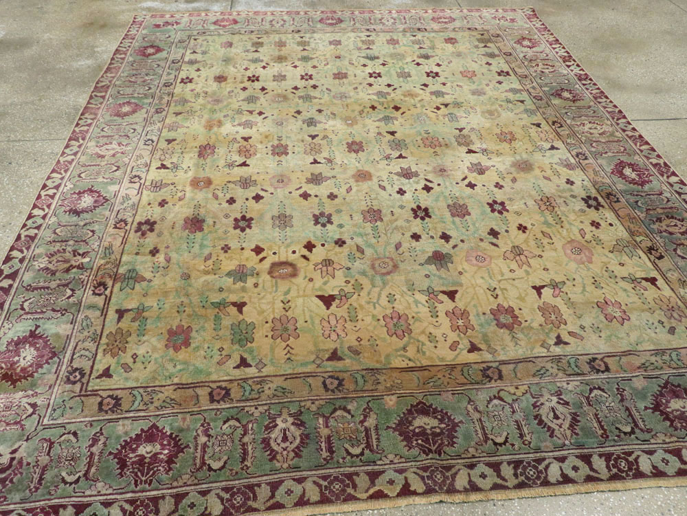 Antique Indian Agra Square Carpet, No.18730 - Staging