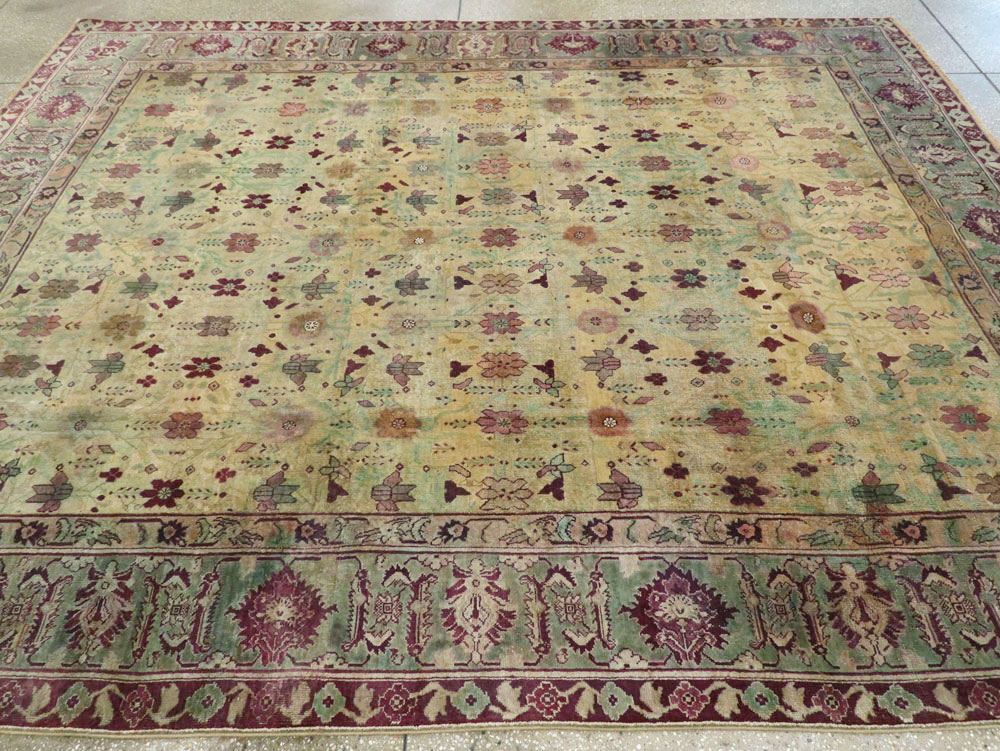 Antique Indian Agra Square Carpet, No.18730 - Staging