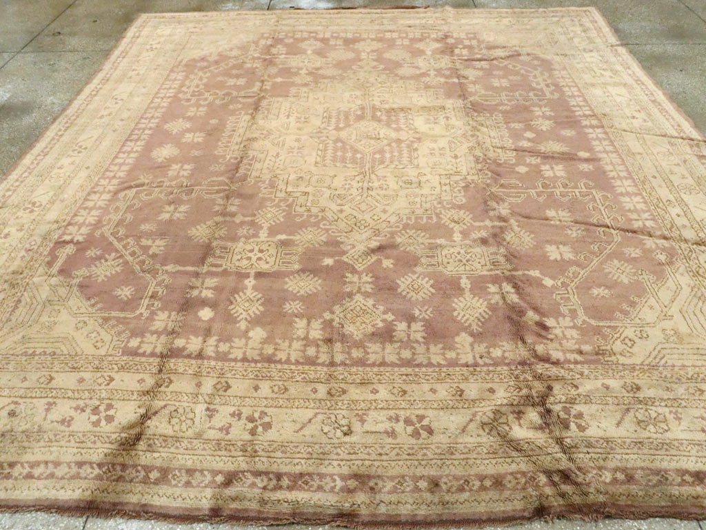 Antique Turkish Oushak Room Size Carpet, No.18794 - Staging