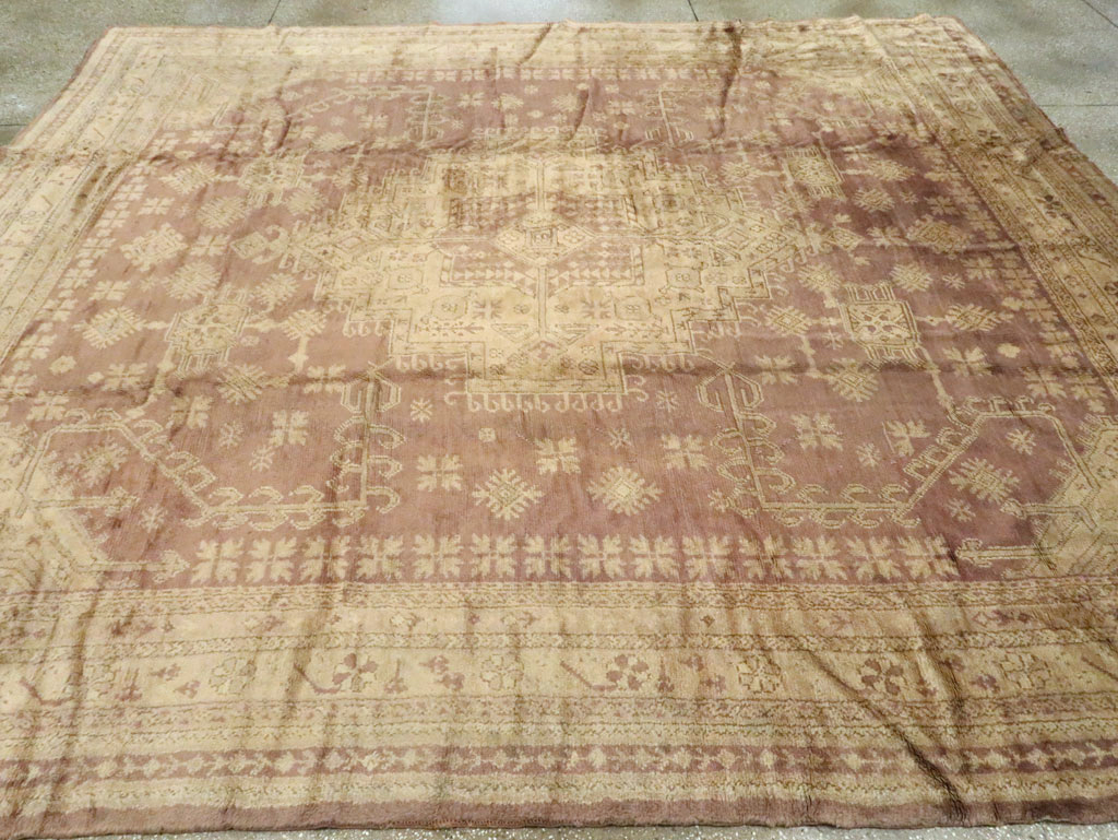 Antique Turkish Oushak Room Size Carpet, No.18794 - Staging