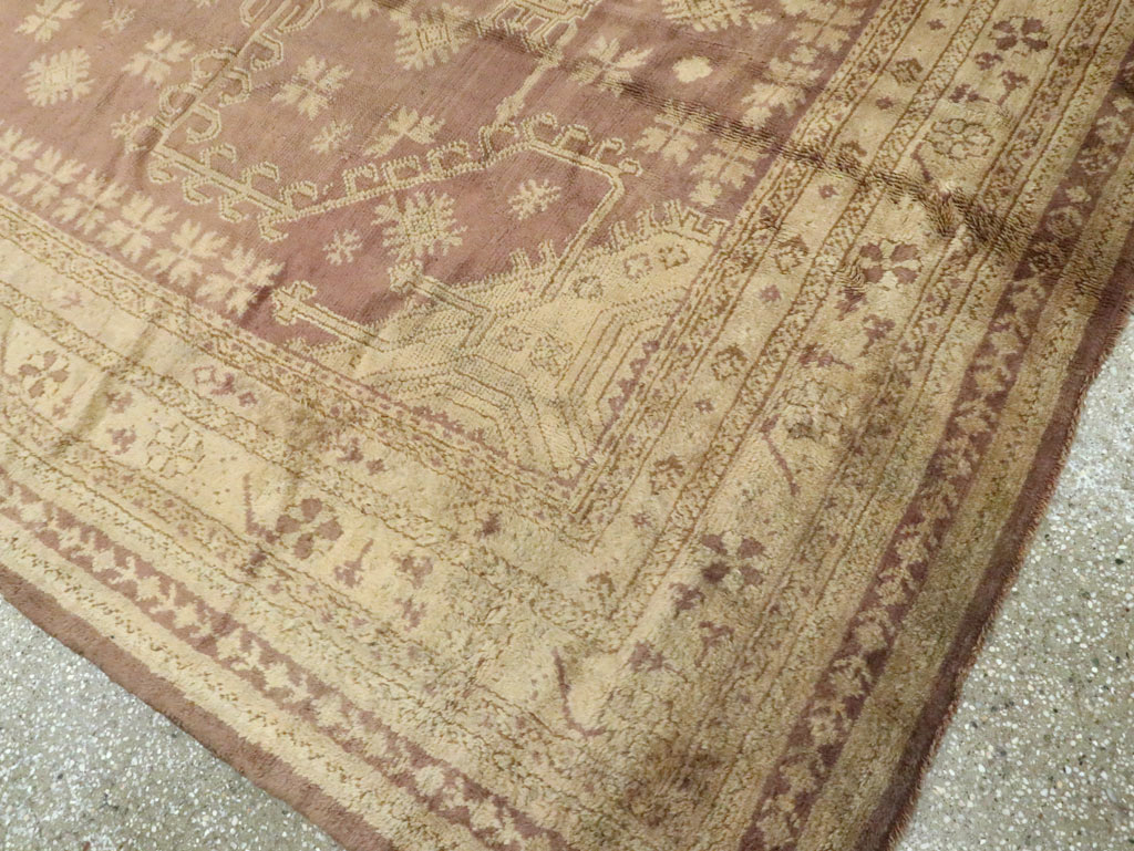 Antique Turkish Oushak Room Size Carpet, No.18794 - Staging