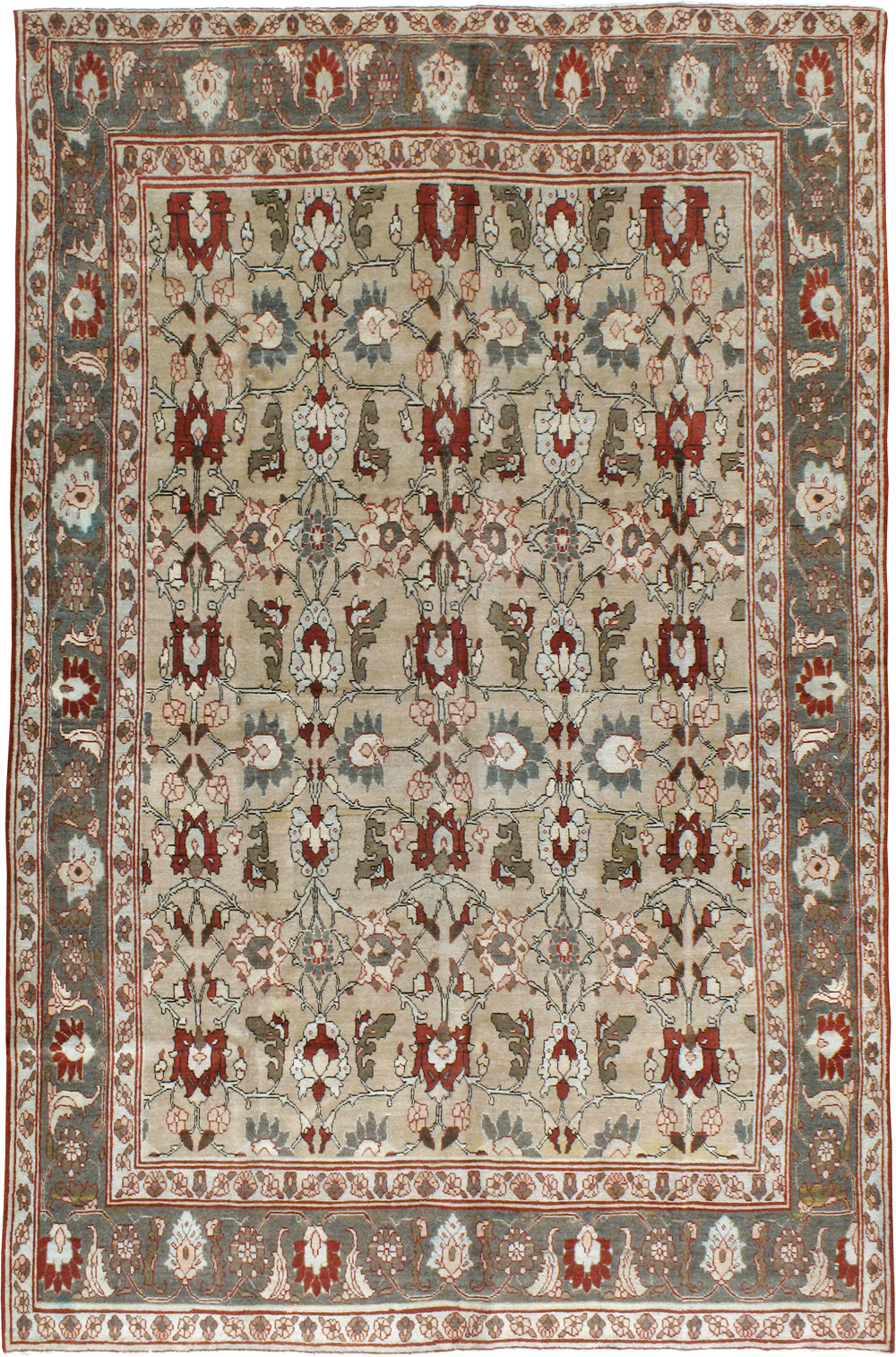 Antique Persian Tabriz Accent Rug, No.18817 - Staging