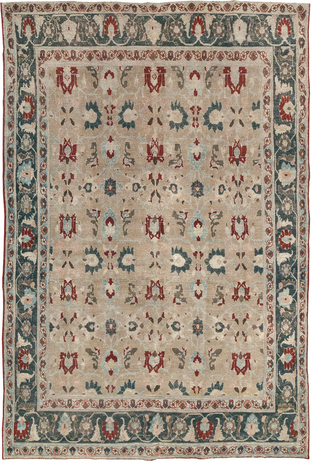 Antique Persian Tabriz Accent Rug, No.18817 - Staging