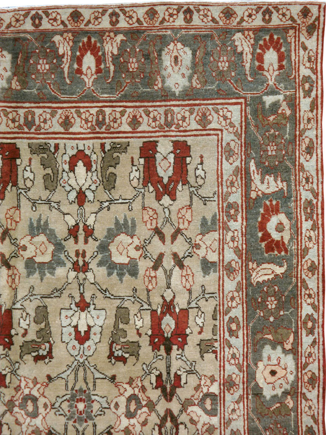 Antique Persian Tabriz Accent Rug, No.18817 - Staging