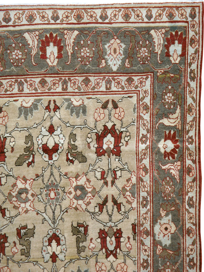 Antique Persian Tabriz Accent Rug, No.18817 - Staging