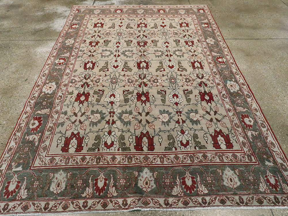 Antique Persian Tabriz Accent Rug, No.18817 - Staging