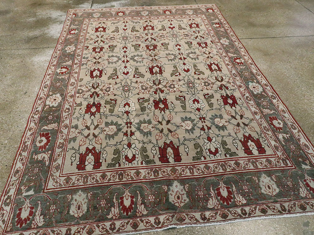 Antique Persian Tabriz Accent Rug, No.18817 - Staging