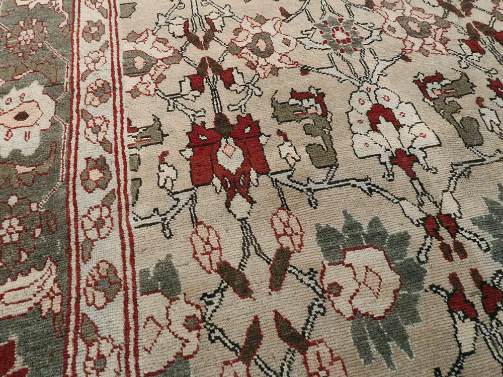 Antique Persian Tabriz Accent Rug, No.18817 - Staging