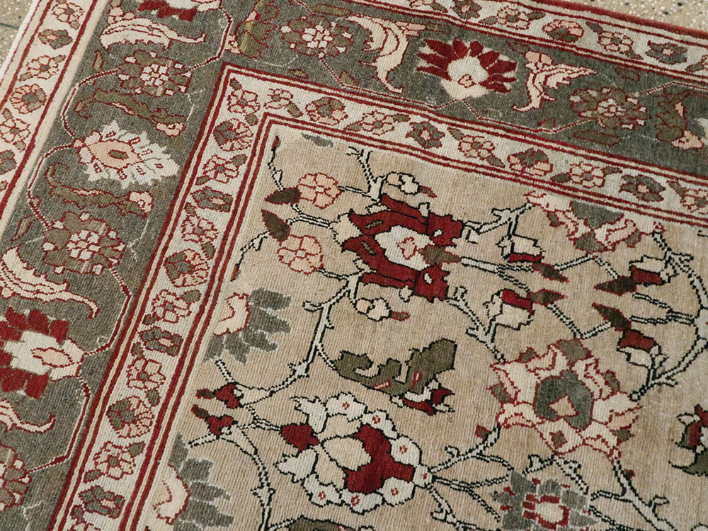Antique Persian Tabriz Accent Rug, No.18817 - Staging