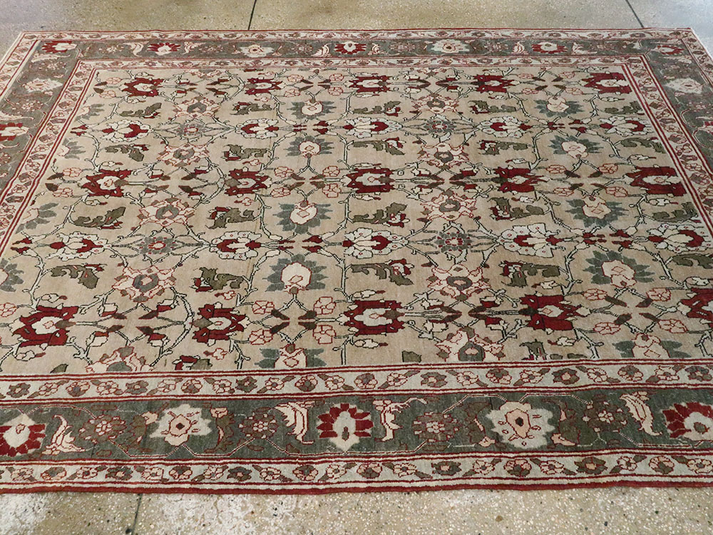 Antique Persian Tabriz Accent Rug, No.18817 - Staging