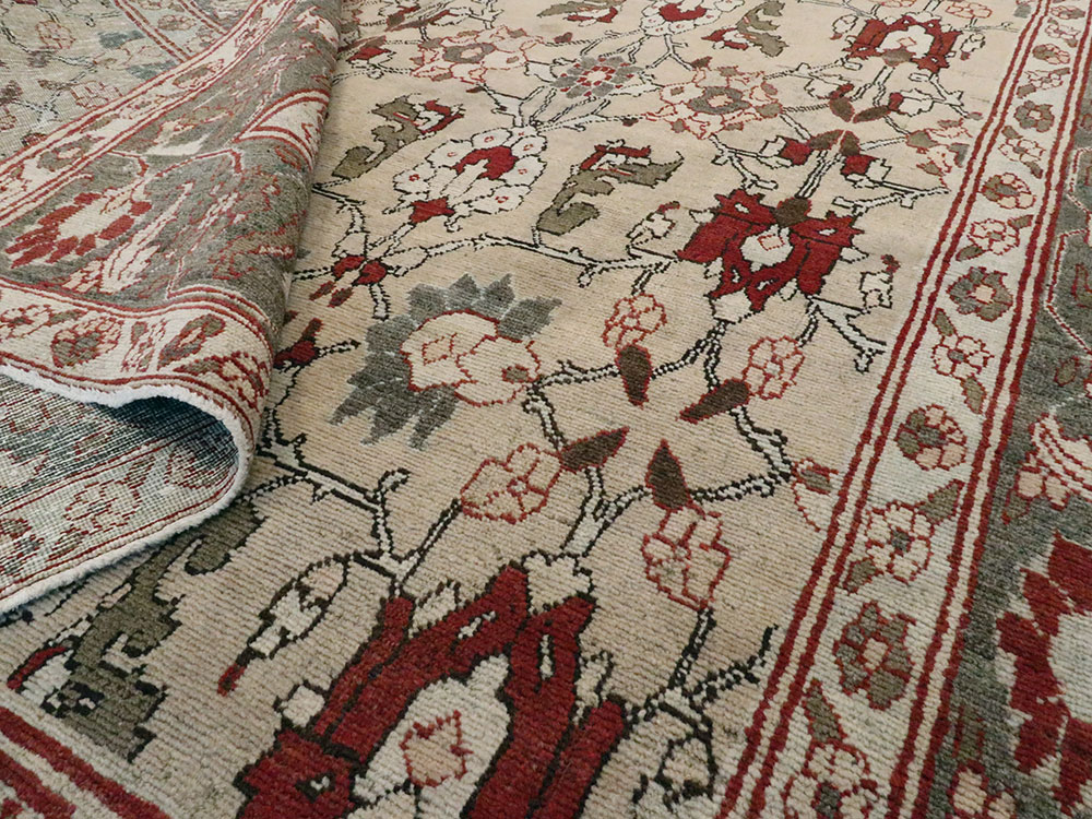 Antique Persian Tabriz Accent Rug, No.18817 - Staging